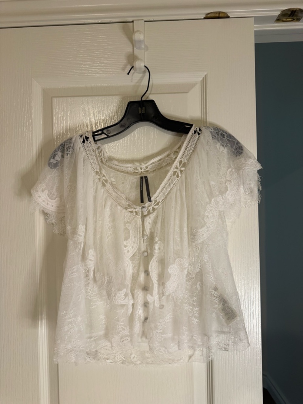 By Anthropologie Lace Popover Top Size Small